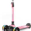 Besrey Kick Scooter for Kids Ages 3-10, 3-Wheel Folding Scooter with Adjustable Height, LED Light Wheels, Extra Wide Deck for Outdoor Activities