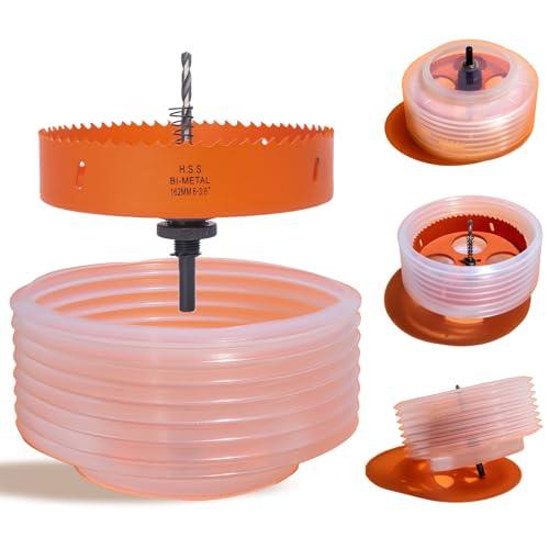 VIKITON 6-3/8 Hole Saw for Recessed Lights, 6.3 Inch Hole Cutter with Dust Bowl Catcher for Led Recessed Lighting 6 Inch and Wood Metal Drywall, Bi-Metal Construction