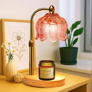 GEEZO Fragrance Candle Warmer LampElectric Candle Warmer with Timer & DimmerMom Christmas Birthday Gifts for Women, House Warming Gifts New Home Bedroom Decor (Tulip Pink)
