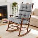 Rocking Chair Cushion, Waterproof and Fade-Resistant Adirondack Rocker Cushions, Indoor/Outdoor Rocking Chair Pads, High Back Memory Foam Patio Furniture Cushions with Ties, 44x23x4 Inch, Light Grey