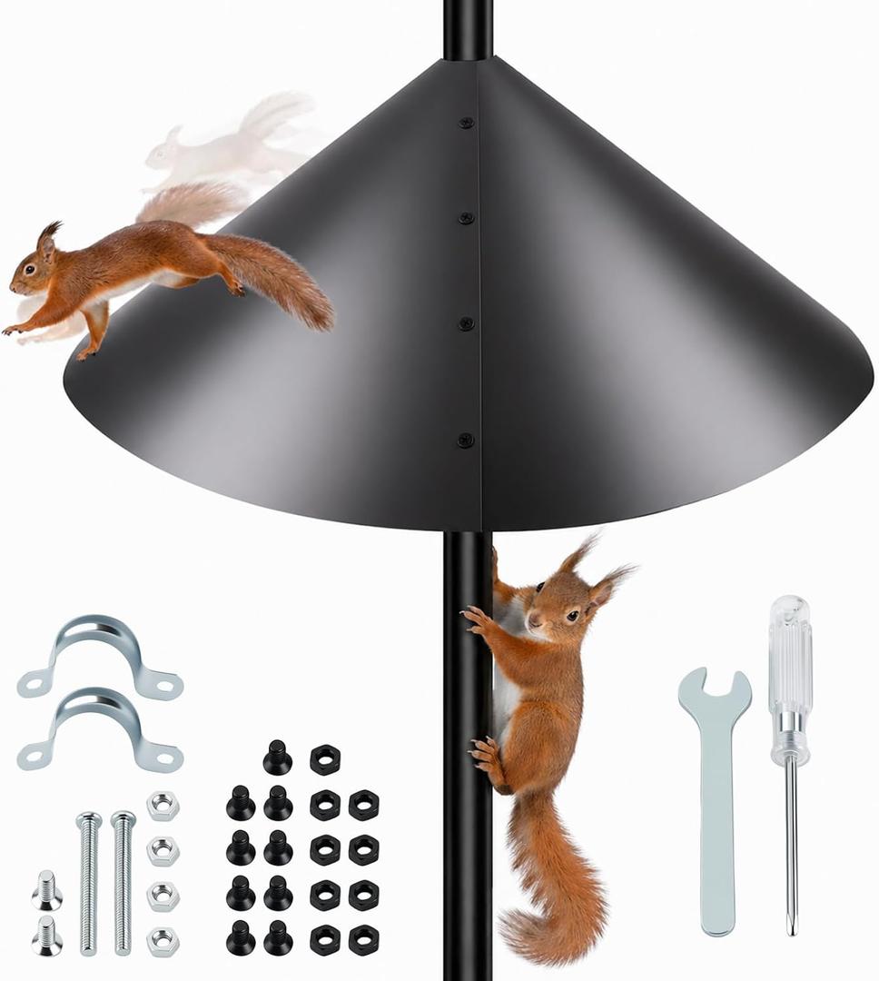 19 Inch Squirrel Baffle, Large Squirrel Proof Cone Guard Blocker, Outdoor Pole Mount Squirrel Deterrent for Bird Feeder Pole & Bird House, Wild Bird Feeder Accessories