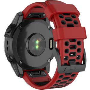 OVERSTEP Watch Band for Garmin Fenix 7/Fenix 7 Pro/Fenix 6/Fenix 6 Pro/Fenix 5/Fenix 5 Plus/Fenix 8 Solar/Amoled 47mm, Silicone Sports Strap for Garmin Quickfit 22 Smartwatch (Red Black)