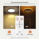 Matane Flush Mount Ceiling Light Fixture with Remote Control, Nightlight 8.7 Inch 18W 3000K-6500K Adjustable, Led Low Profile Ceiling Lights for Bedroom, Living Room,Dining Room, Kitchen, Round Black