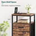 Huuger Nightstands Set of 2, 27.6 Inch End Tables with Charging Station, Fabric Drawers, Bedside Tables with USB Port and Outlet, Night Stands for Bedroom, Rustic Brown, 11.8"D x 15.7"W x 27.6"H