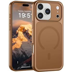 SUPFINE Magnetic for iPhone 17 Pro Max Case (Compatible with MagSafe)(Military Grade Drop Protection)(Camera Protection) Translucent Matte Shockproof Phone Cover,Brown