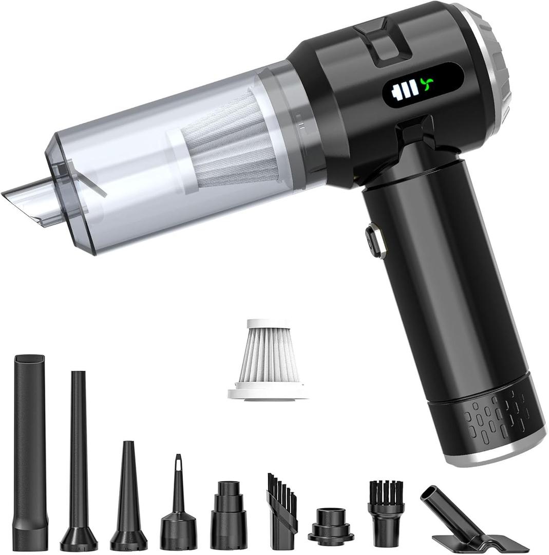 Sycoodeal Handheld Car Vacuum Cleaner, 25000PA Strong Cyclonic Suction Portable Mini Vacuum Cordless with Digital Display Lightweight Handheld for Pet Hair, Car, Home, Office, Kitchen(Silver)