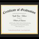 JCJMY 8.5x11 Diploma Certificate Frame with Black & Gold Double Mat, Display 8.5x11 Certificate with Mat or 11x14 without Mat, Degree Document Frame