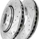 PM Auto Front 350mm Drilled Slotted Disc Brake Rotors Replacement For 2015-2020 Ford F-150
