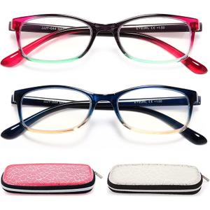 EYEURL Reading Glasses for Women, 2 Pack Blue Light Blocking Readers Lightweight Filter UV Ray/Glare Anti Eyestrain 1.5