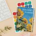 Teacher Planner Book for Yearly, Weekly & Monthly Lesson Planner, January-December Yearly Planner A4 Size with Checklist, Notes, School Teacher Supplies for Classroom Organization - Sunflower