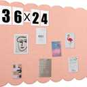 Mooliwe Scalloped Felt Bulletin Board 36 x 24 Inches Foldable Light Pink Pin Cork Board Alternative for Wall, 3' x 2' Trifold Picture Vision Self Adhesive Bulletin Decorative