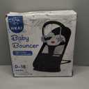 HKAI Baby Bouncer, Portable Baby Bouncer Seat for Babies 0-18 Months, 100% Cotton Fabrics, 3 Modes of use with Rocker and Stationary Options, Infant Rocker Chair with Hanging Toys-Dark Grey