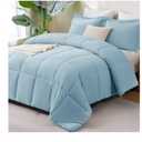 CozyLux Queen Comforter Set - Light Blue Comforters Queen Size, 3 Pieces Box Stitched Bed Set for All Seasons, Soft Lightweight Bedding Sets with 1 Down Alternative Comforter and 2 Pillow Shams, 82 x 86