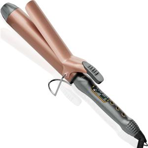 Thirtek 1 1/2 Inch Large Curling Iron with 1.5 Inch Ceramic Tourmaline Barrel, 15 Temps (180F-450F) for Fast, Long-Lasting, Smooth Salon Finish, 60-min Auto Shut-Off, Dual Voltage Hair Curler (Copper Brown)