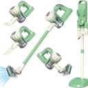 3-in-1 Kids Vacuum That Really Works  Working Toddler Vacuum Cleaner with Real Suction, Montessori Pretend Play Cleaning Toy Gift Set for Boys and Girls Ages 3+ (Green)