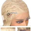HANNE Real Full Lace Braided Wigs for Black Women 34 Inch Knotless Braided Wigs with Baby Hair 100% Handmade HD Lace Synthetic Box Braid Wig (Blonde)