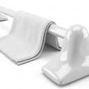 Tenedos White Glazed Ceramic Bathroom Accessory Kit - Not for Flat Surface Installation (Towel Bar)- There is an Insert That goes Inside Wall- Professional Installation Needed