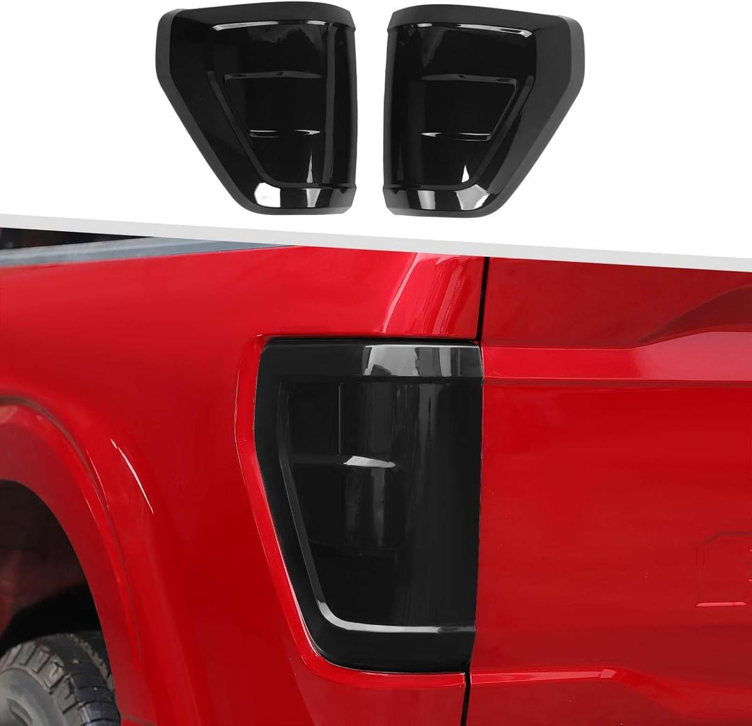 Jimen Fit for Ford F150 2021-2024, 2PCS Smoked Taillight Tint Rear Tail Light Cover Trim