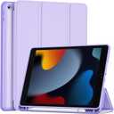 ProCase for iPad 9th 8th 7th Generation Case, iPad 10.2" (2021/2020/2019 Release), Soft TPU Back Cover with Pencil Holder, Shockproof Smart Slim Case, Auto Sleep/Wake-Purple