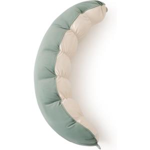 Peallow(Pat. Pend) – Long Round Body Pillow for Adults, Bolster Pillow for Sleeping, Soft and Supportive Pillow for Sleeping & Lumbar Support (Green-White, 39")