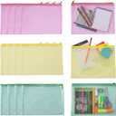 Fun Express 13 1/4" x 9 1/4" Medium Mesh Zippered Vinyl Storage Bags - 12 Pieces (Assorted)