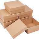 BENECREAT 6 Pack Kraft Paper Box, 5x5x2.2 Inch Jewelry Gift Boxes Cardboard Jewelry Boxes Kraft Case for Necklace Earring Storage, Wedding Christmas Party Favors