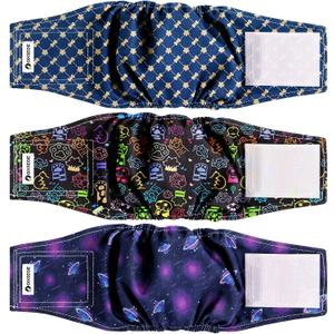 Reusable Dog Diapers Male, Washable Premium Belly Bands for Male Dogs-Pack of 3, High Absorbing Medium Dog Wraps, for Doggie & Puppy in Incontinence or Excitable Urination and Training (L)