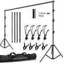 SLOW DOLPHIN 10 x 10Ft Photo Video Studio Heavy Duty Adjustable Muslin Backdrop Stand Background Support System Kit for Photography with Carrying Bag 8 Pcs Clip Clamps, One Size