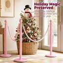 4Pcs Pink Stanchions and Velvet Ropes, Crowd Control Barriers with Sand or Concrete-Fillable Leakproof Base, 2Pcs 5ft Stainless Steel Posts for Wedding, Baby & Bridal Shower, Birthday & Prom