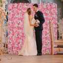 Flowers Wall Backdrop 6PCS 16.5x16.5 Inch Floral Wall Panel Artificial Silk Rose Decor Ideal for Wedding Celebrations, Festive Party Backdrops, and Elegant Home Decor
