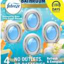 Febreze Bathroom Air Freshener, Odor-Fighting, Plug In Alternative, Air Fresheners for Home, Bathroom, & Kitchen, Closet Air Fresheners, Pet & Litter Box Odor Fighter, Refresh & Energize Scent, 4ct (4 Count (Pack of 1))