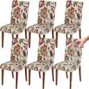 Waterproof Dining Chair Covers Set of 6, Stretch Chair Slipcovers for Dining Room Chairs, Removable Washable Kitchen Chair Covers, Elastic Dining Chair Protectors for Home Restaurant Hotel