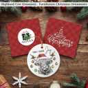 5 x Highland Cow Ornament - Farmhouse Christmas Ornaments - Double-Sided Printed Ceramic Ornament for Christmas Tree Decoration