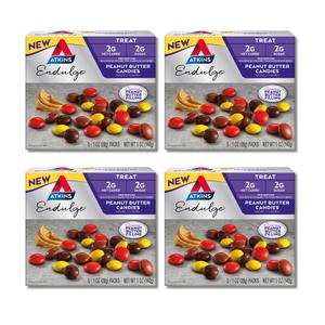 Atkins Endulge Treat, Peanut Butter Candies, 2g Net Carbs, 2g Sugar, Creamy Peanut Butter Filling, Low Carb, Low Sugar, 4 Packs (5 Count Each) (EXP 09/02/26)
