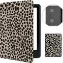 MOROCK Case for All-New 6" Kindle(11th Generation,2024/2022 Release, Model No.RS23CV/C2V2L3), Slim and Lightweight PU Leather Cover with Hand Strap, Auto Wake/Sleep, Khaki Leopard Print