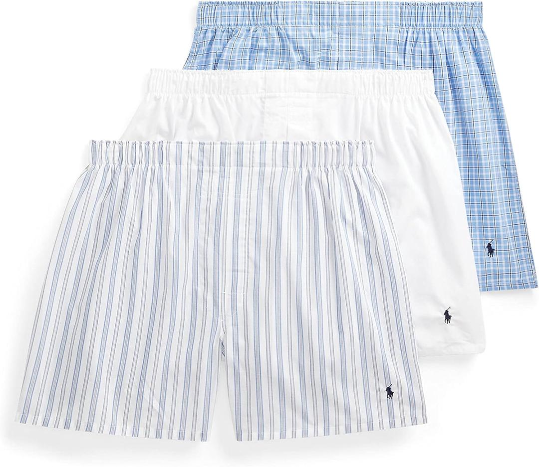 POLO RALPH LAUREN Men's Classic Fit Cotton Woven Boxers 3-Pack (Medium)