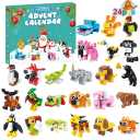 Animal Building Blocks Advent Calendar - 24 Pack Animals Christmas Toys Countdown Calendar for Boys Girls, 2024 Surprise Christmas and New Year Gifts Christmas Stocking Stuffer for Kids Children, 9 Boxes