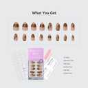 BTArtbox Press On Nails Short - Gold Rush, 3D Sculpting Metallic Almond Press On Nails with Glue and Adhesive Tabs for Women in 16 Sizes - 32 Soft Gel Glue On Nails Kit