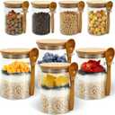 Overnight Oats Containers with Lids, 8 Pack 17oz Glass Yogurt Jars with Bamboo Spoon, Chia Pudding Containers for Salad, Cereal Coffee, Flour