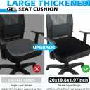 20" Gel Seat Cushion for Long Sitting Pressure Relief - Jumbo & Thick Gel Cushions for Office Chairs - Tailbone Pain Relief Cushion, Sciatica & Back Support, Wheelchair Cushions & Car Seat Cushion