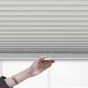 DEZ FURNISHINGS Cordless 1" Light Filtering Pleated Shade, Fabric, 29" W x 48" H, Silver Gray