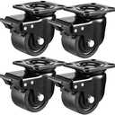 W B D WEIBIDA Plate Swivel Caster Wheels 3-inch Heavy Duty of 4400lbs, Low Gravity Center Design Black Caster Wheels with Brake, Durable & Quiet & Sturdy Nylon Wheels for Industrial, Set of 4