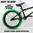 cubsala Freestyle BMX Bike, 20 Inch Yaphet Bicycle for Teen Beginner Adult Riders, Bike with 360° Rotating Handlebar and 4 pegs, Black with Green Tires