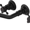 Midanya Bathroom Widespread Sink Faucet Wall Mount 3 Holes 2 Cross Knobs Brass Lavatory Basin Mixer Tap Mixing Spout Double Handles Commercial Matte Black NO Hot Cold Sign, Matt Black