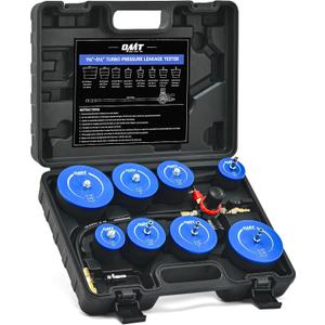 Orion Motor Tech Turbo System Leakage Tester Kit, 10pc Turbo Boost Leak Tester Set with 4 Pairs of Stepped Adapters 1-3/8" to 3-1/2", Turbo Pressure Leakage Tester for Cooling Emissions Exhaust Pipes (Black)