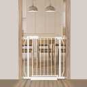 Baby Gate with Door 29.13-33.86 Pressure Mounted,Child Dog Pet Safety Gates with Walk Through Door for Doorways Stairs No Drilling in Door,White