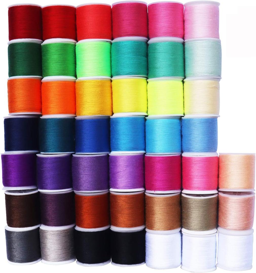 45 spools Sewing Thread Kits Polyester for Hand & Machine Sewing,100yards Each,Total 4500yards (45 Rainbow Colors)