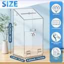 Juexica Acrylic Donation Box 10.2" x 5.6" x 4" Suggestion Raffle Box Tip Jar with Lock and Slot Wall Mount Safe Key Drop Ballot Fundraising for Home Office Vote(Clear)