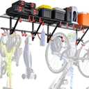 PLKOW Garage Wall Shelving Includes Bike Hooks, Sturdy Adjustable Garage Shelving Wall Mount Garage/Organizer (Black, 2-Pack)