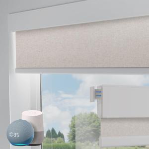 Motorized Blinds No Drill Automatic Blinds for Windows Cordless Roller Shades Electric Blinds with Remote Control Smart Blinds (Linen, 33.5 x 72)
